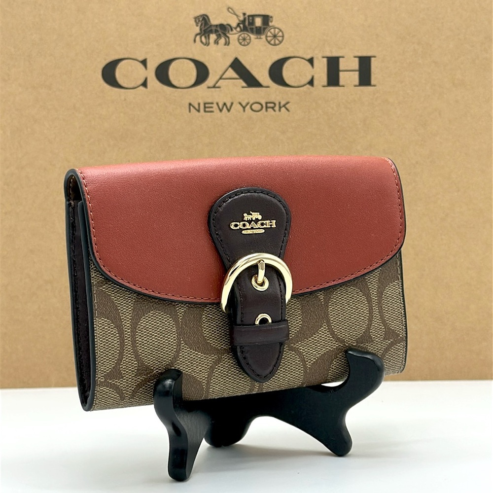 Coach Tan and Brown Canvas Wallet